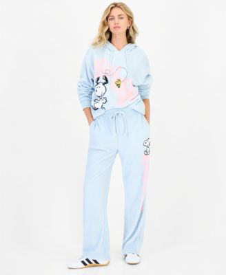Juniors' Snoopy Woobie Wide-Leg Fleece Pants