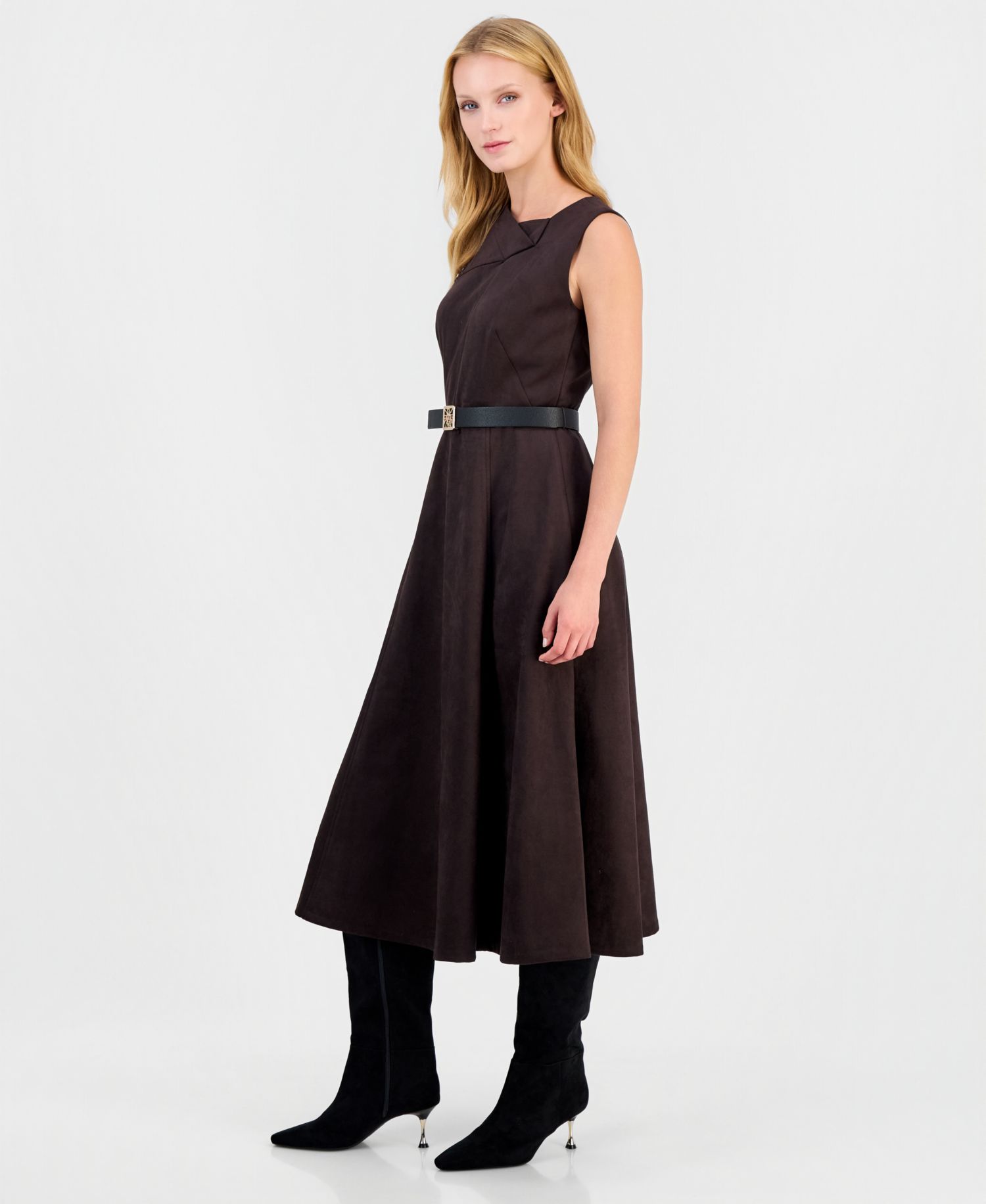 Women's A-Line V-Neck Midi Dress