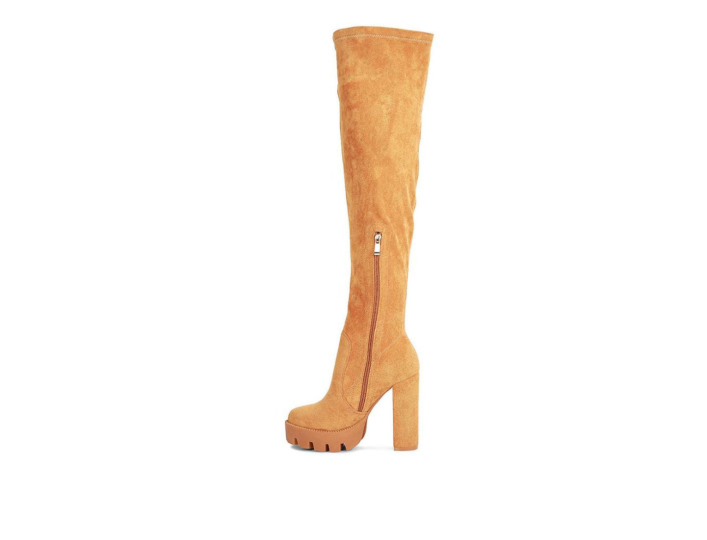 Женские ботинки London Rag Maple faux suede Over the Knee, цвет: Бежевый / Хаки — фото 18