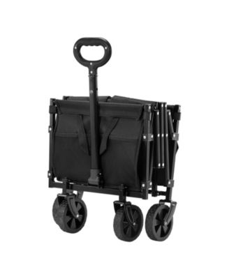 Folding Wagon Cart, Collapsible Folding Garden Cart With Shade Beach Utility