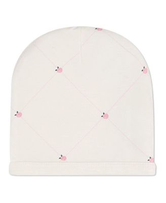 Baby Girls 3M -6M Rosettes and Stitching Cotton Rayon-Blend Beanie
