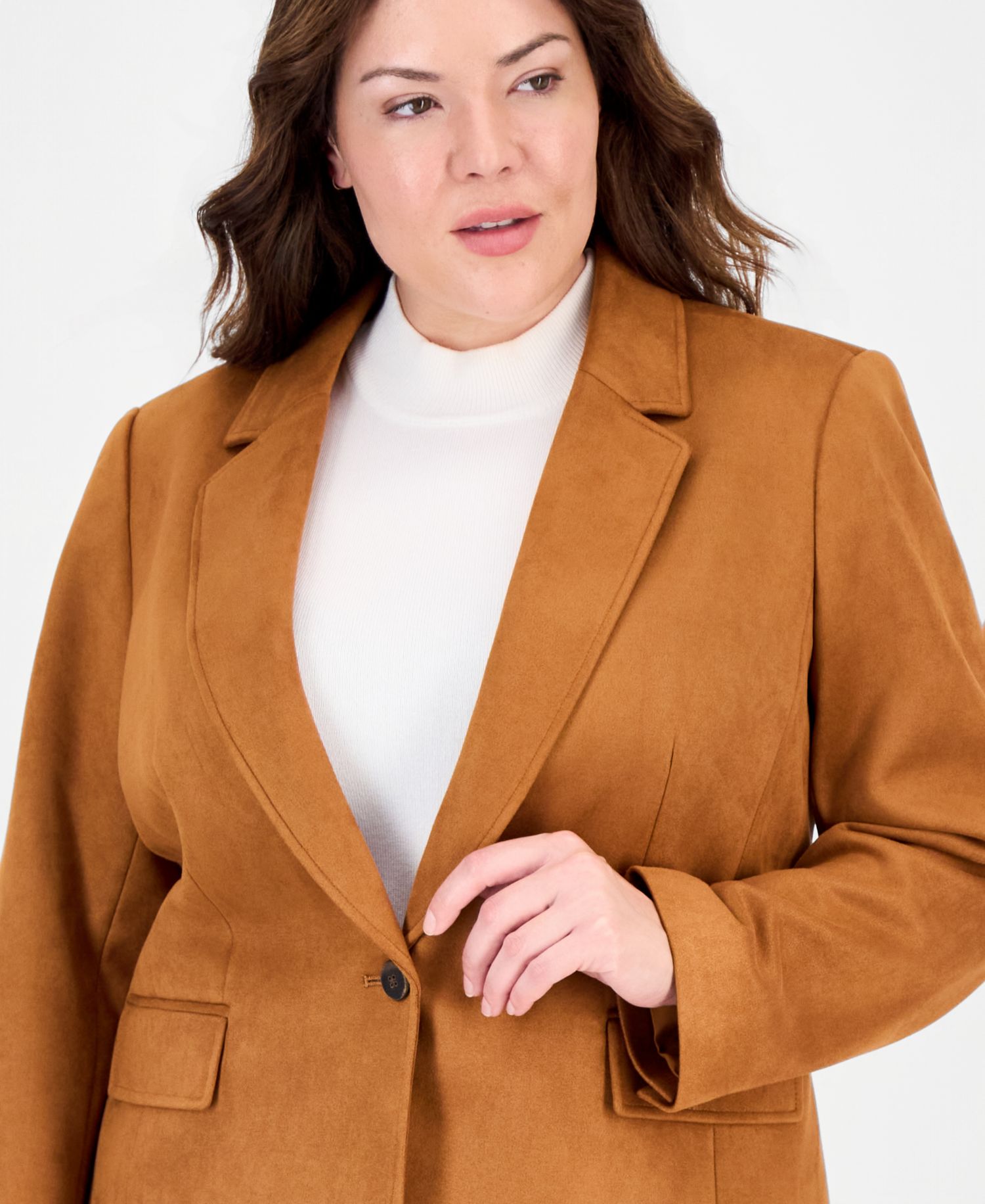 Plus Size Short Suede Blazer