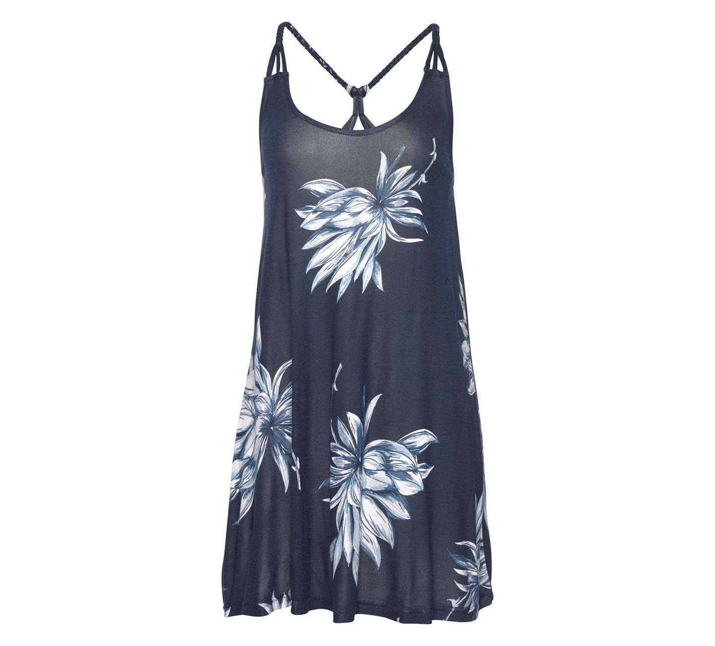 Женское платье LASCANA Viscose Printed Beaded Strap A-Line Scoop-Neck Short, цвет: Тёмный синий разноцветный — фото 5