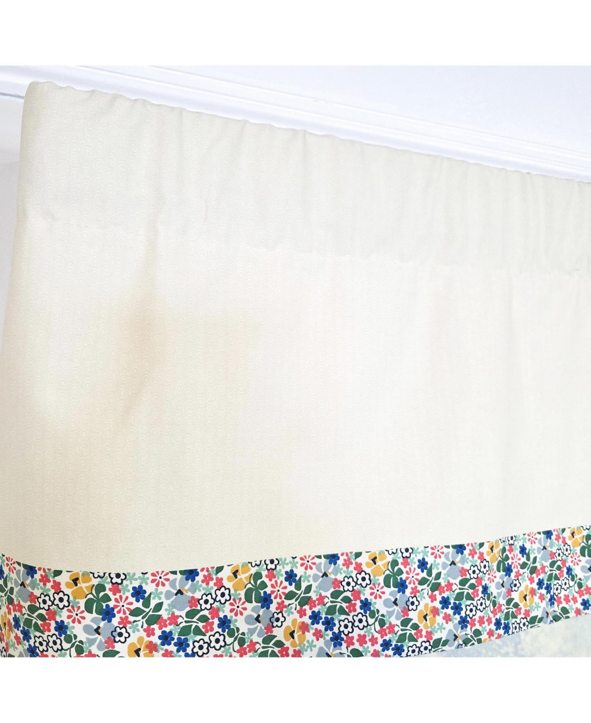 Rlf Home Petite Flowers Banded Window Valance 100% Cotton Lined Rod Pocket