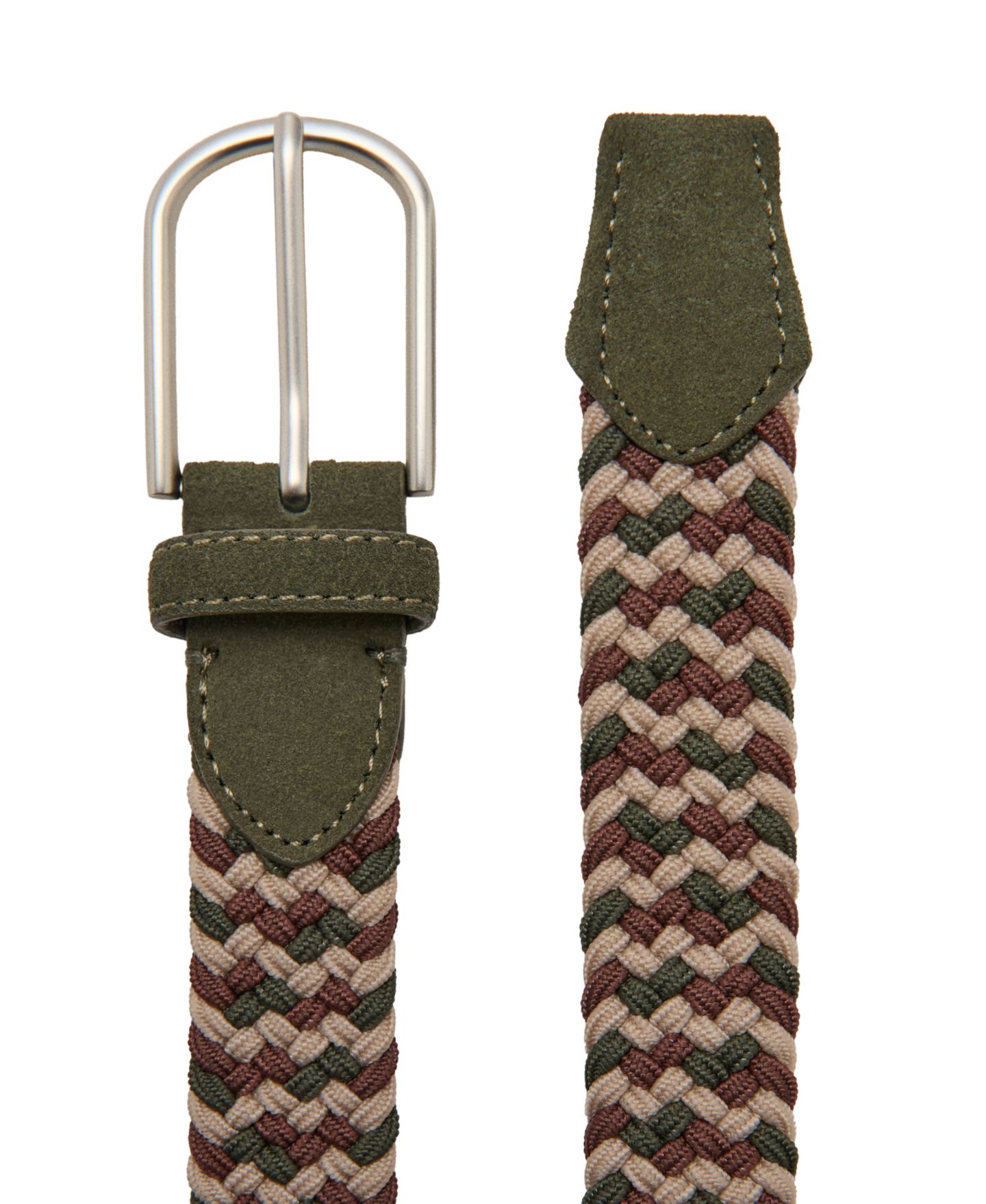 Мужской ремень MANGO Braided Elastic Coloured Belt, цвет: Хаки — фото 2