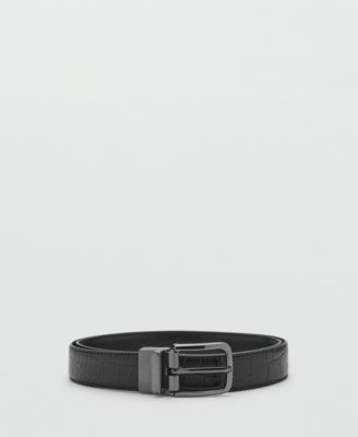 Men's Croc-Effect Leather Belt