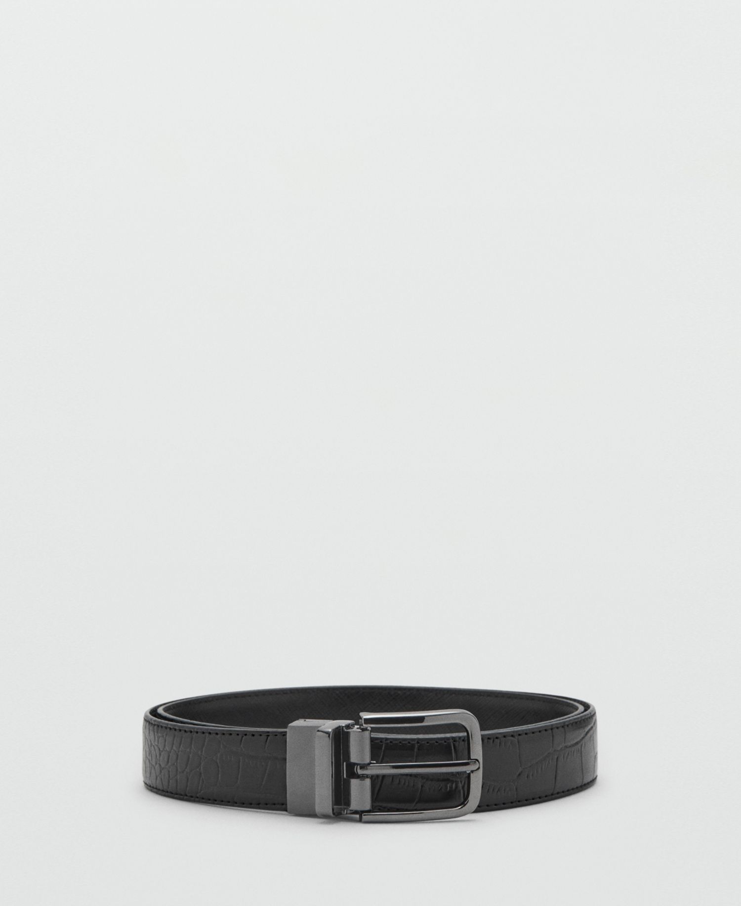 Men's Croc-Effect Leather Belt