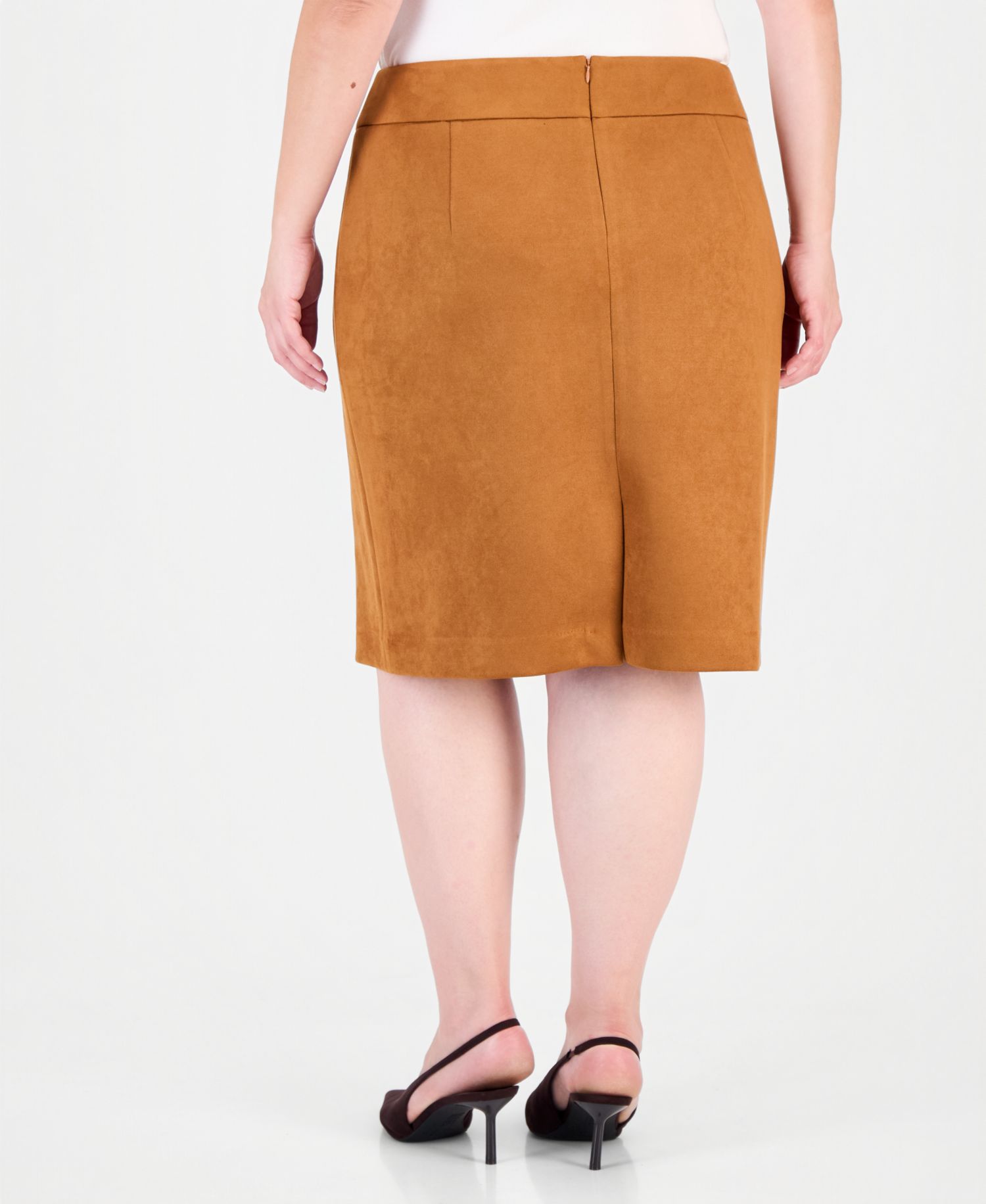 Plus Size High-Waisted Faux Suede Skirt