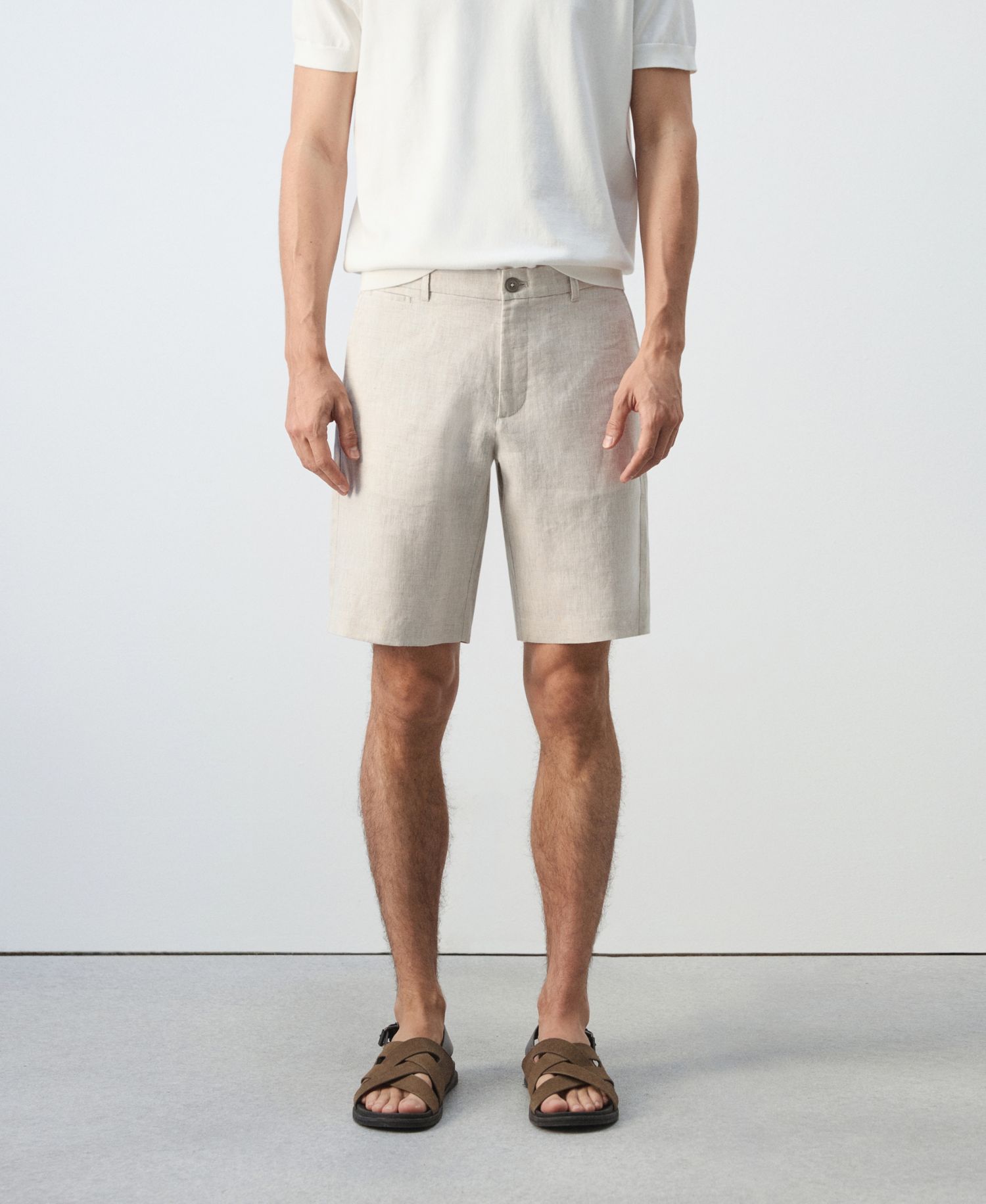 Men's Slim-Fit Linen 9.84" Bermuda Shorts