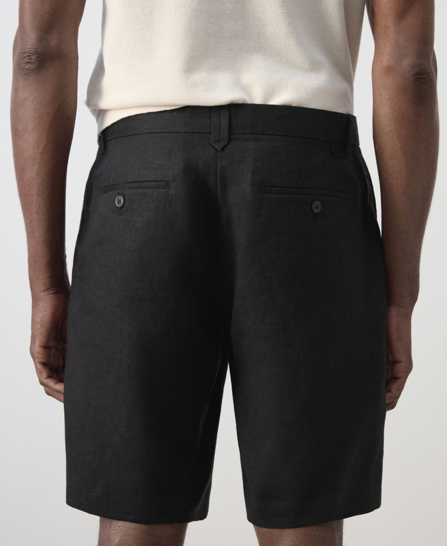 Мужские шорты MANGO Slim-Fit Linen 9.84" Bermuda, цвет: Чёрный — фото 5