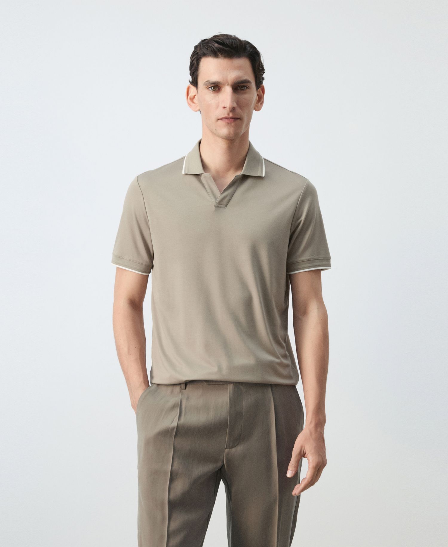 Men's Plain Ribbed Polo Shirt