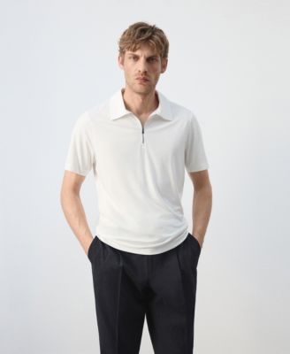 Men's Regular- Fit Zip-Up Polo Shirt
