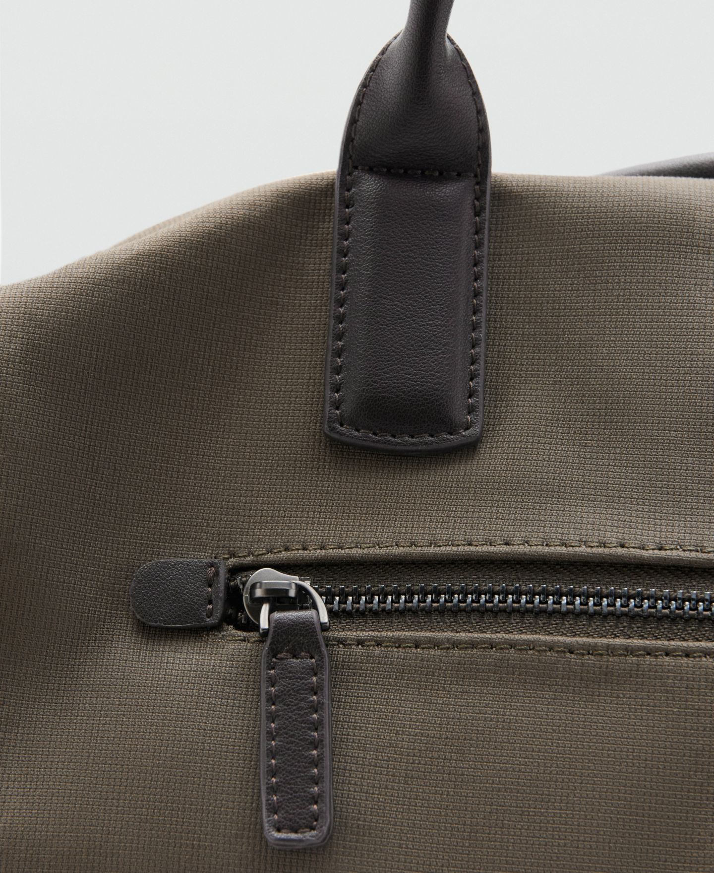 Мужская сумка MANGO Leather Details Bowling, цвет: Хаки — фото 3