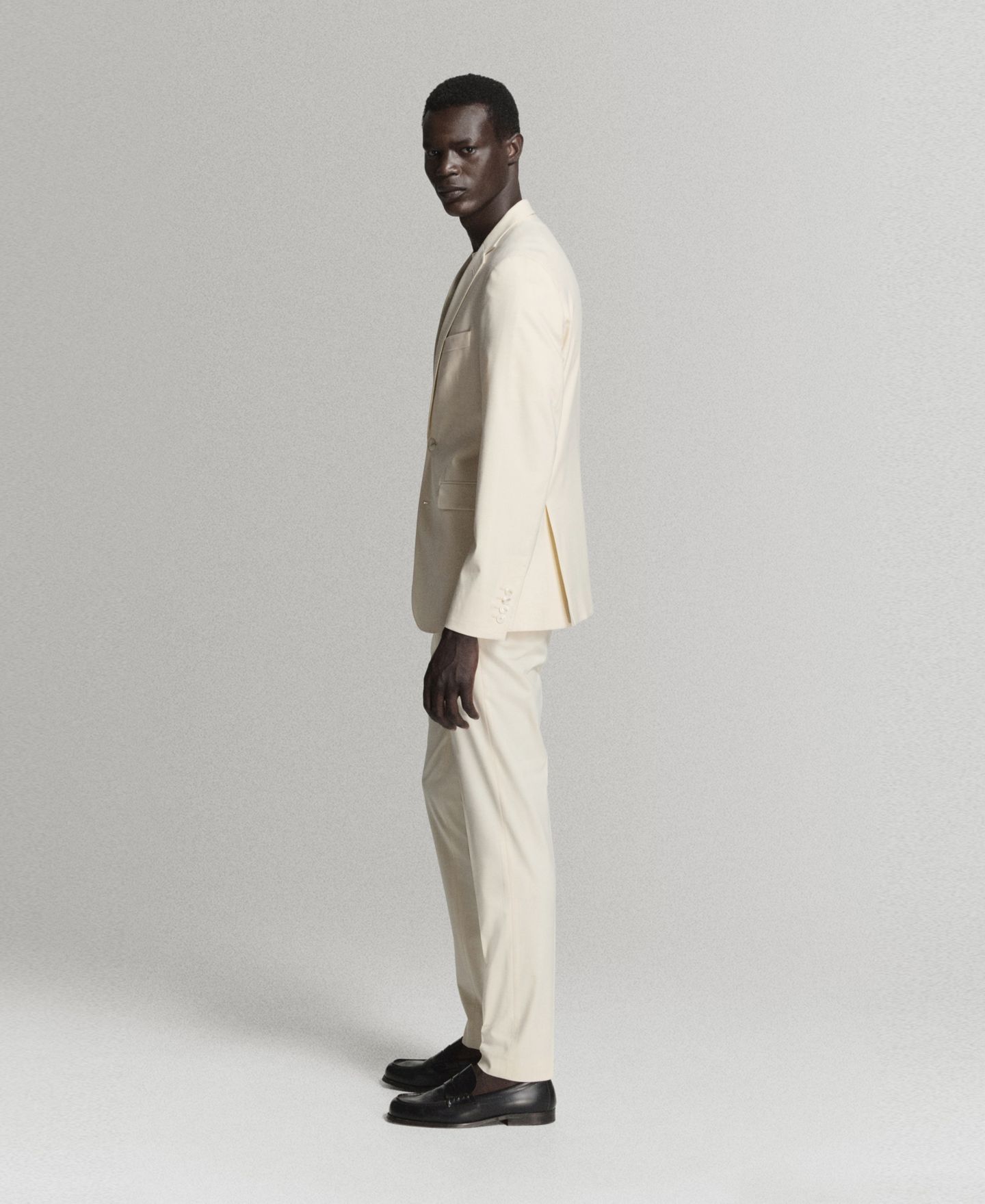 Мужские брюки MANGO Slim-Fit Suit, цвет: Экрю — фото 5