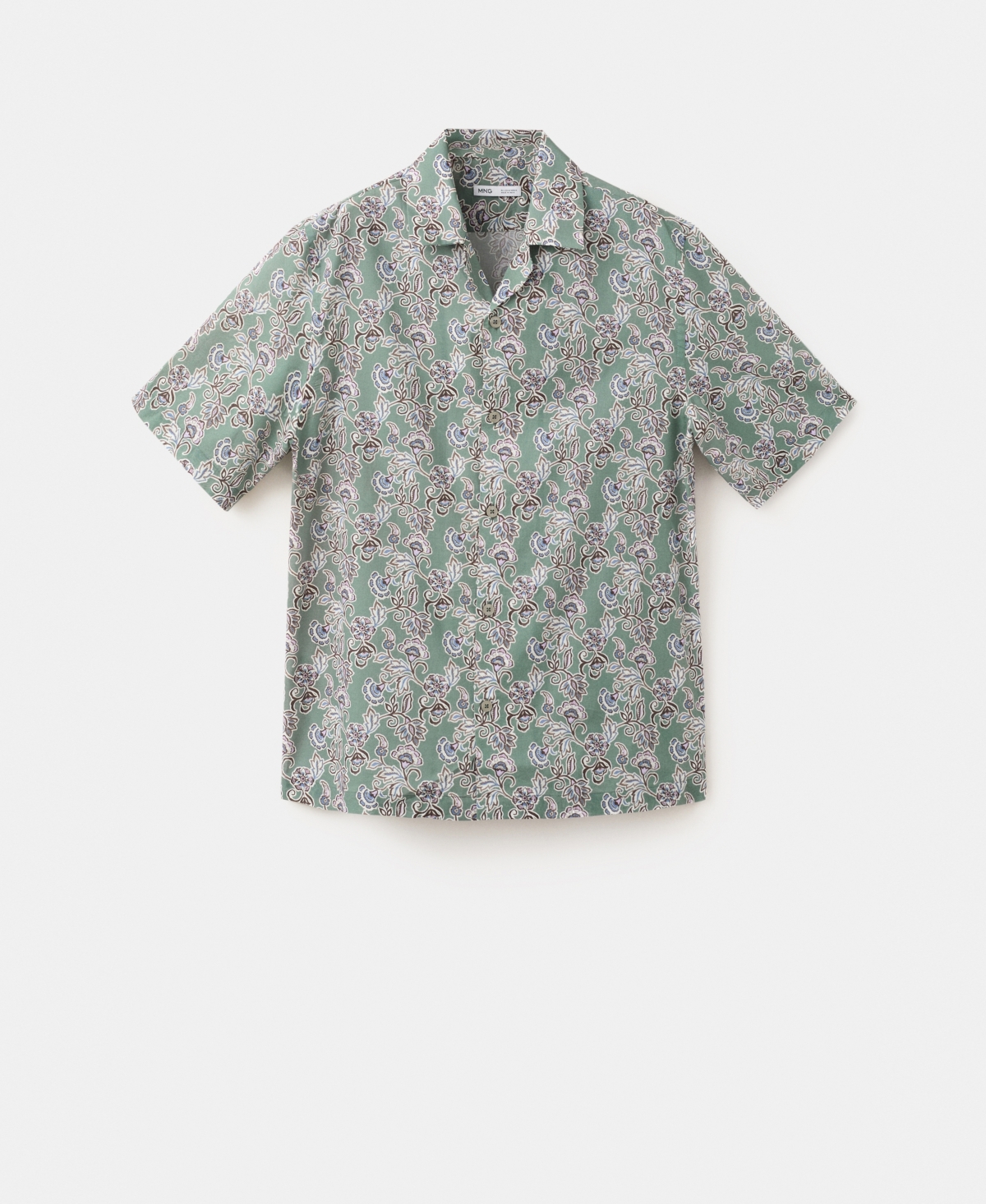 Mango Men's Cotton Bowling-Collar Shirt