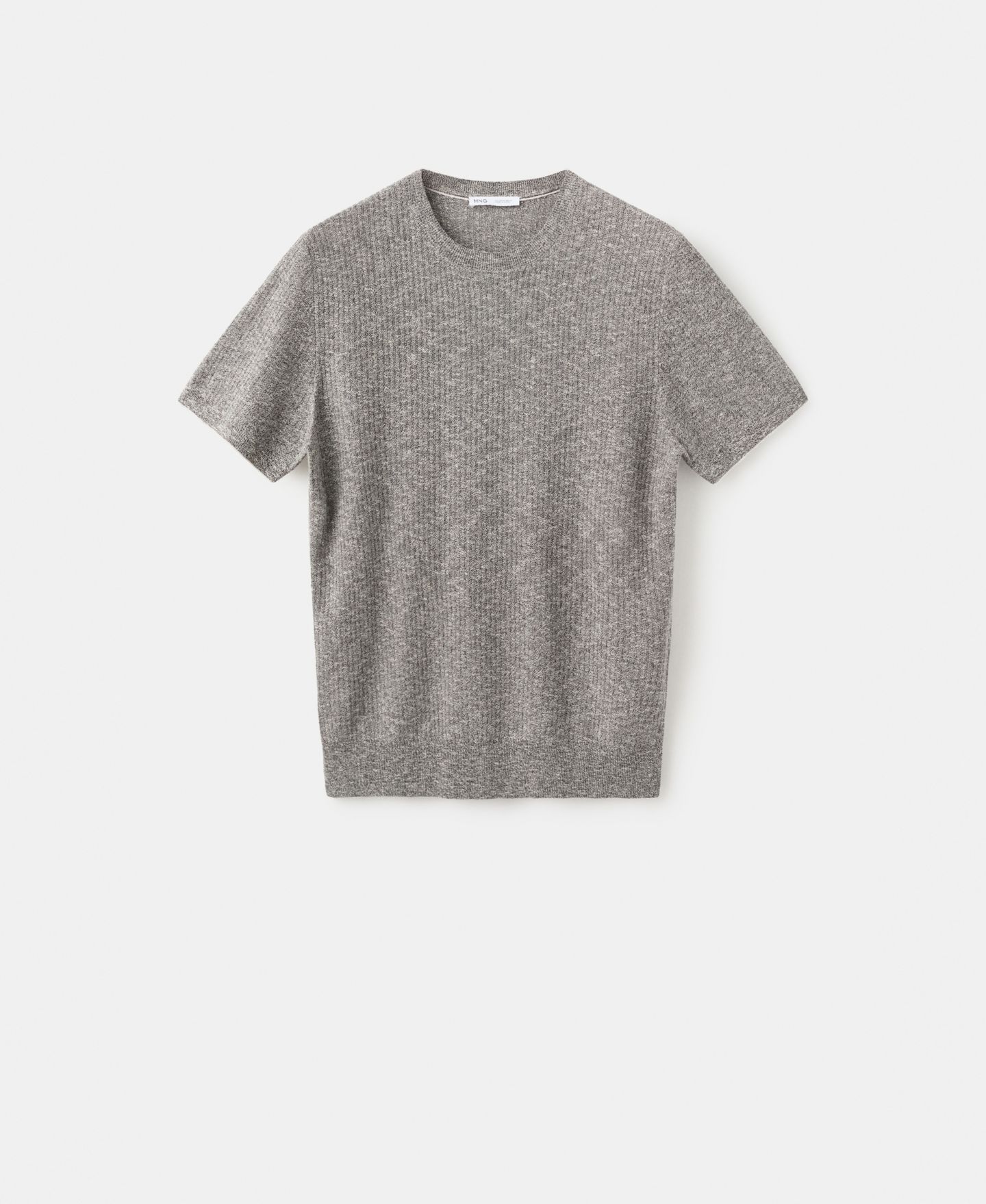 Мужская футболка Mango Ribbed Linen-Cotton Blend, цвет: Тёмно-синий — фото 6
