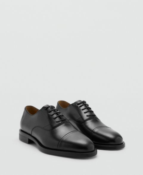 Мужские туфли Mango Oxford Style Leather, цвет: Чёрный
