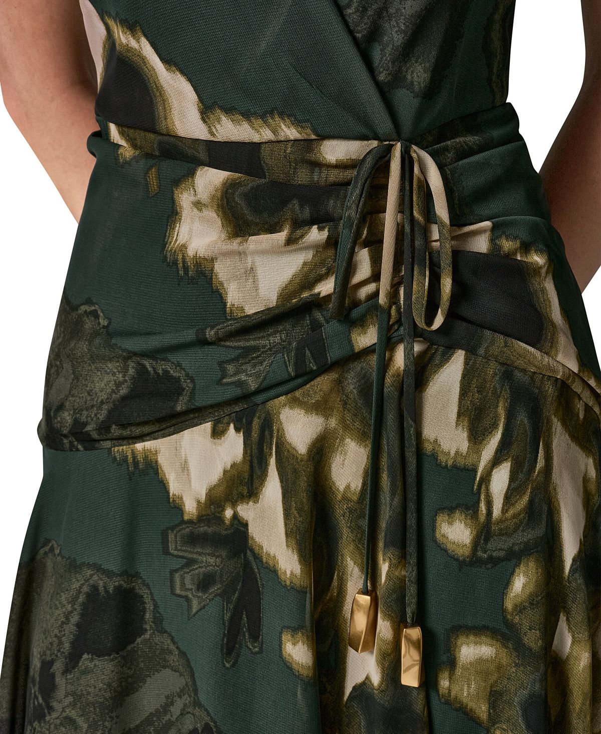 Donna Karan New York Women's Sleeveless Printed Chiffon Surplice Neck Dress view 4 — MAYCSS fashion products