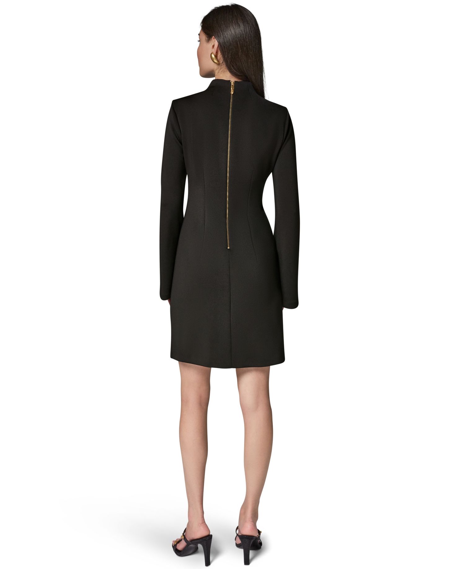 Women's Bell Sleeve Mock Neck Mini Dress