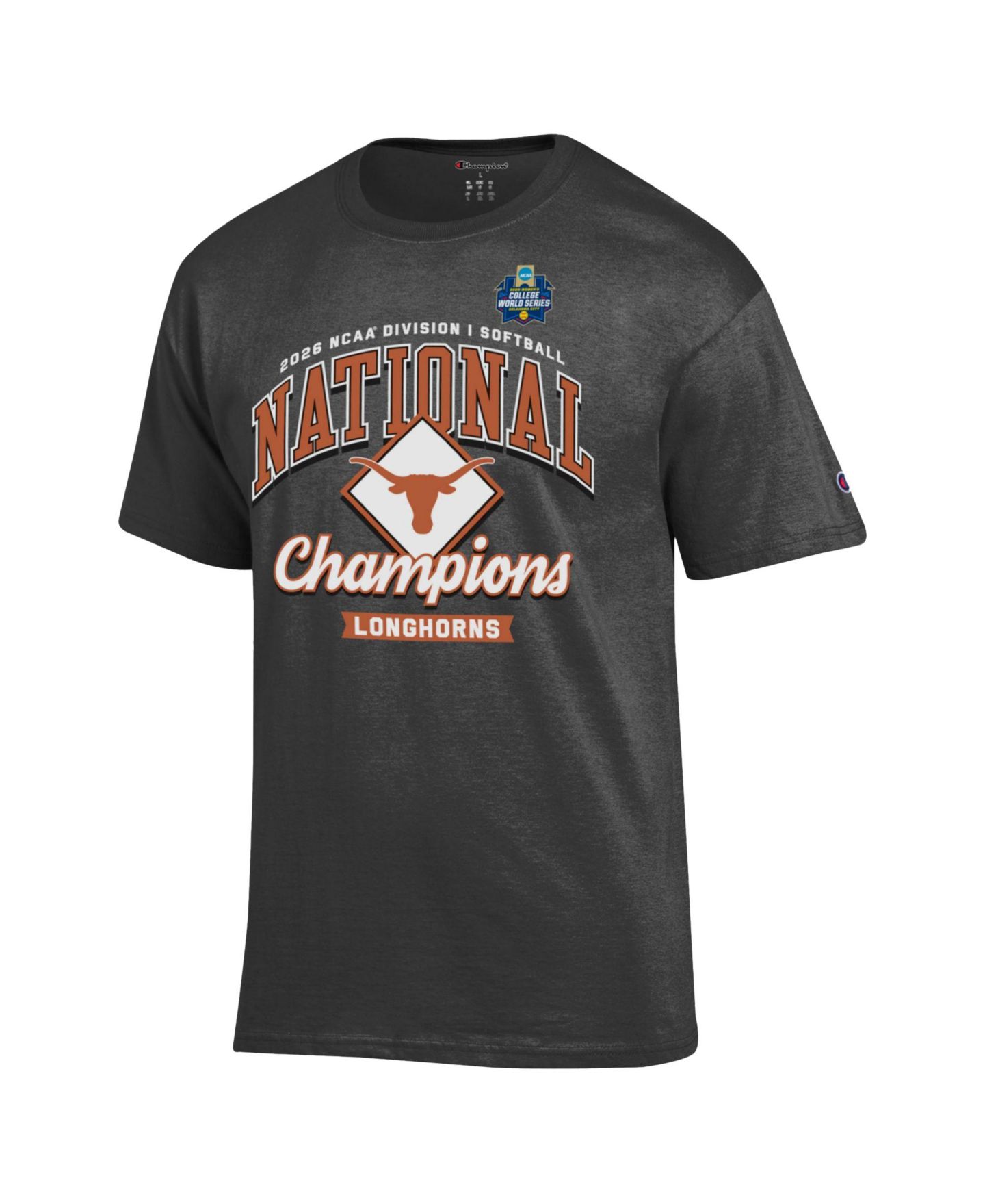Мужская футболка Champion Gray Texas Longhorns 2026 NCAA Softball College World Series National Champions Locker Room — фото 3