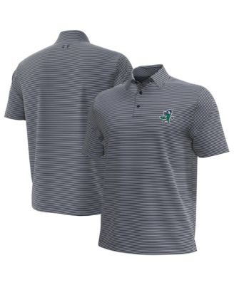 Men's Navy/White Notre Dame Fighting Irish Golf Leprechaun Aura Stripe Polo Shirt