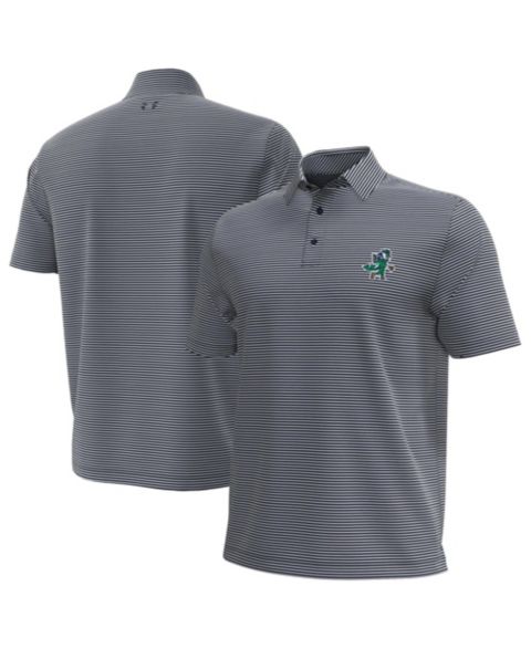 Мужское поло Under Armour Navy/White Notre Dame Fighting Irish Golf Leprechaun Aura Stripe Polo Shirt