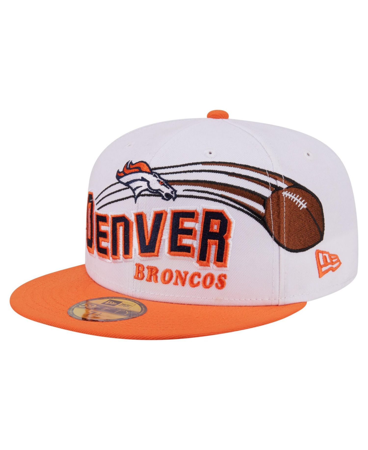Men's White/Orange Denver Broncos Retro Swoop 59FIFTY Fitted Hat
