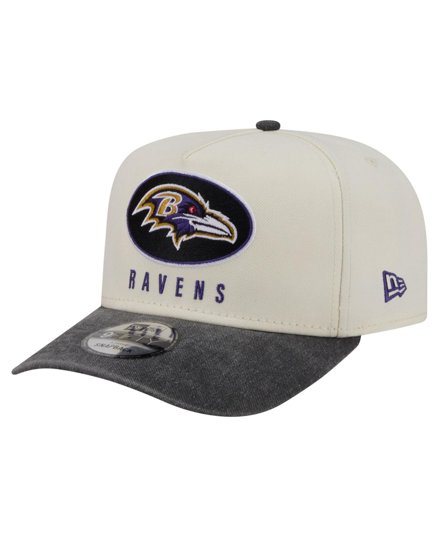 Men's Cream/Black Baltimore Ravens Washed A-Frame 9FIFTY Snapback Hat