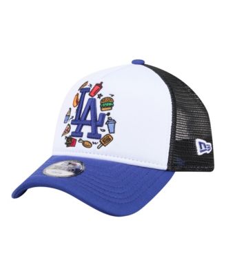 Big Boys and Girls White/Royal Los Angeles Dodgers Food A-Frame 9FORTY Trucker Adjustable Hat