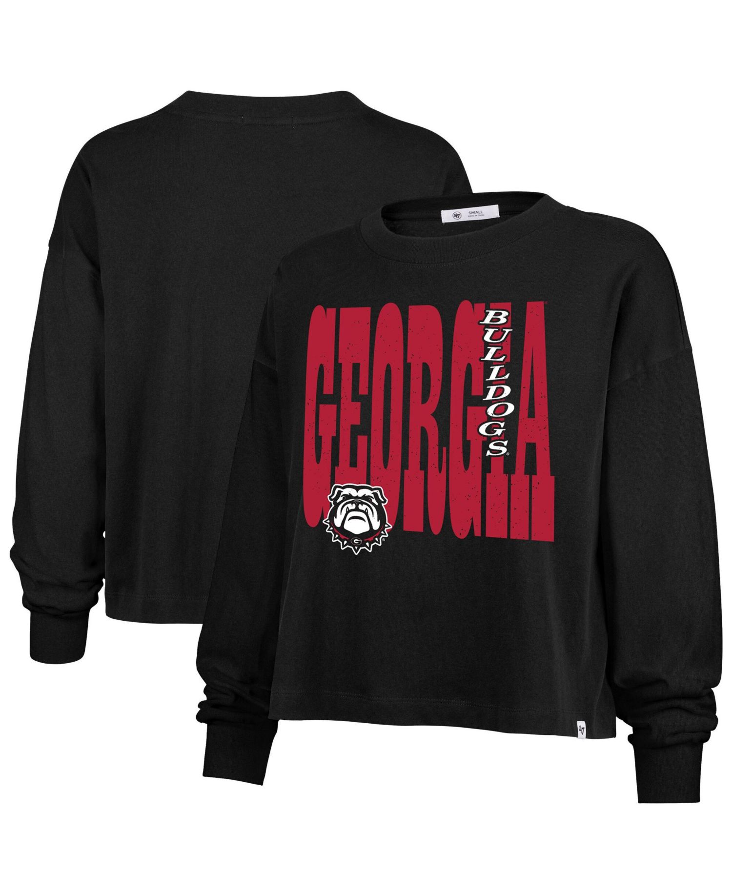 Women's Black Georgia Bulldogs Stacked Sydney Long Sleeve T-Shirt