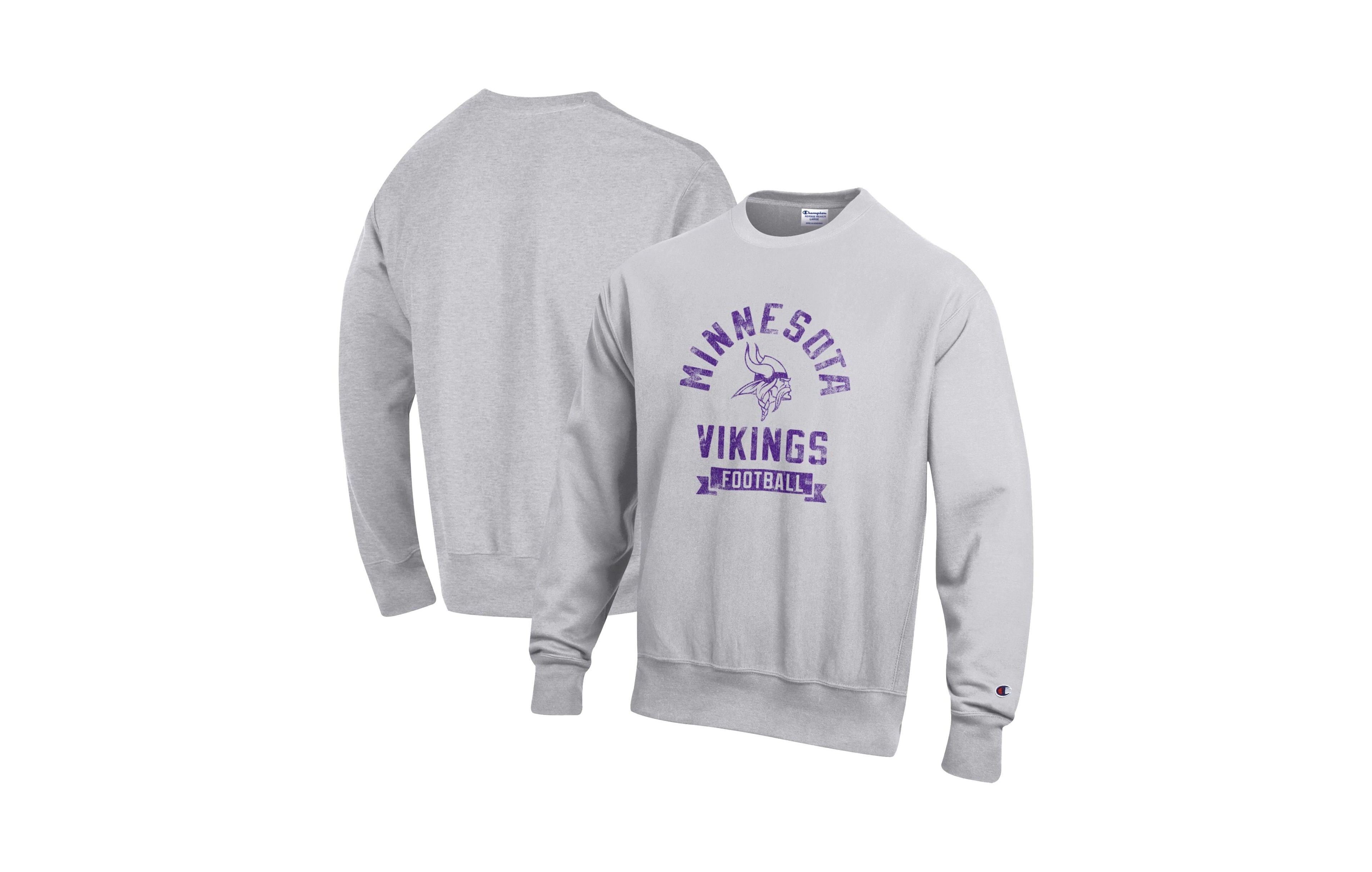 Champion Men's Heather Gray Minnesota Vikings Reverse Weave Fleece Pullover Sweatshirt