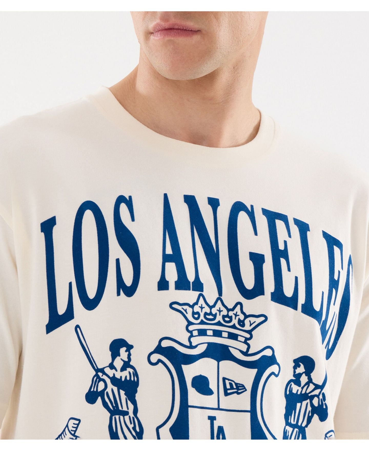 Мужская футболка New Era Light Beige Los Angeles Dodgers Lifestyle Coat of Arms Flocking — фото 2