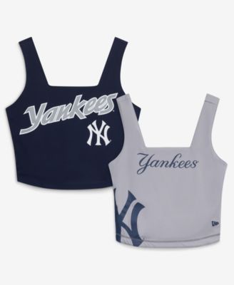 Women's Navy New York Yankees Reversible Cropped Sport Classics Tank Top