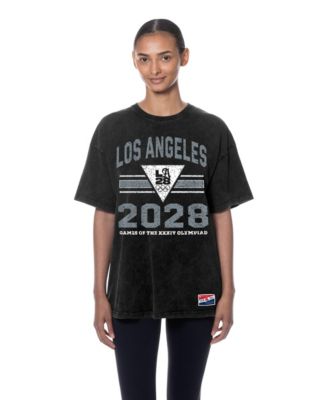 Women's Black LA 2028 Summer Mineral Wash Oversized T-Shirt