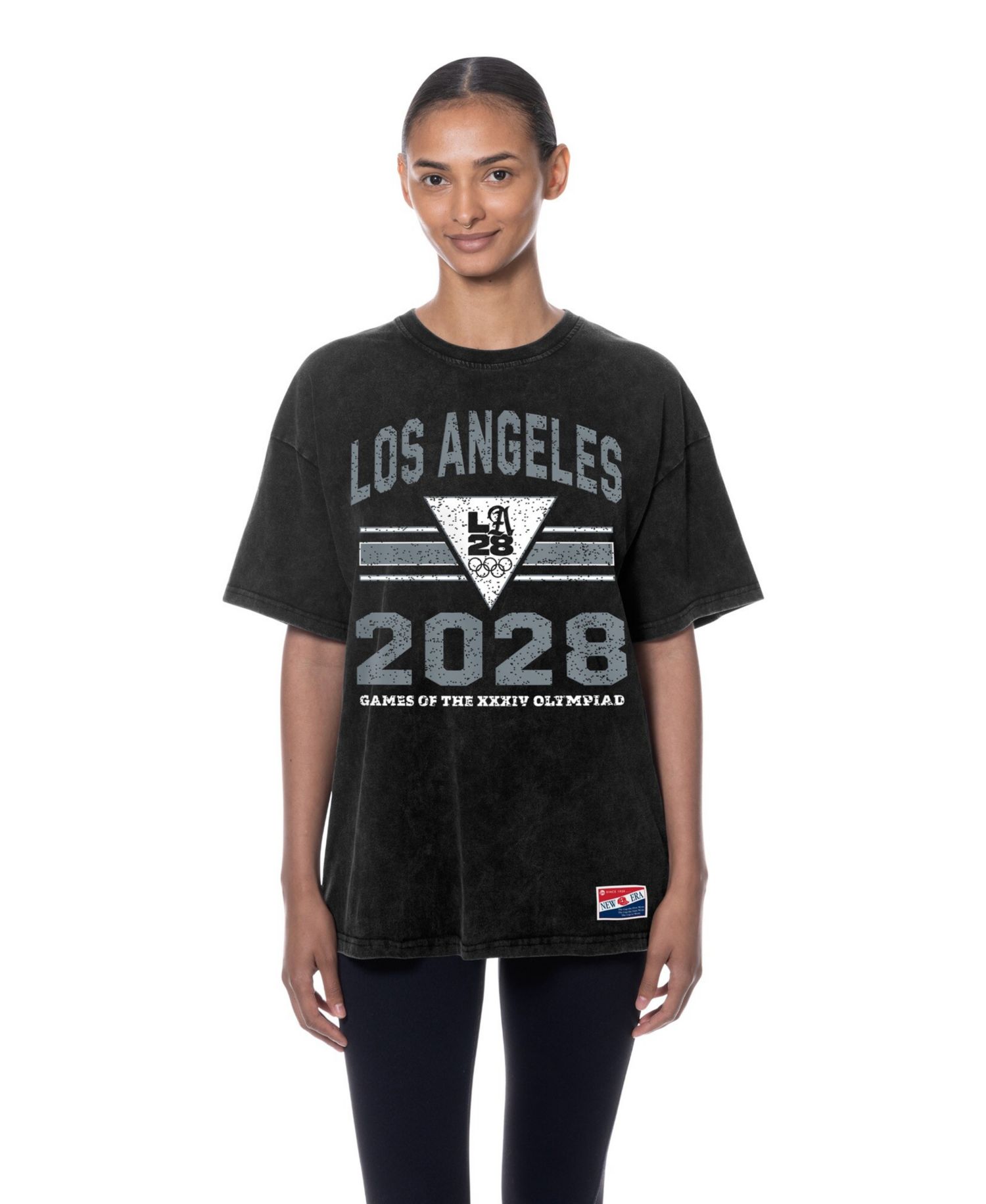 Women's Black LA 2028 Summer Mineral Wash Oversized T-Shirt