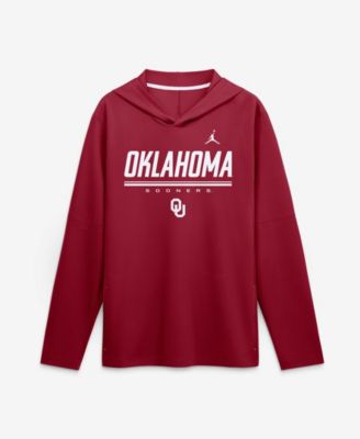 Men's Crimson Oklahoma Sooners 2026 Sideline Lightweight Long Sleeve Hooded Dri-FIT T-Shirt