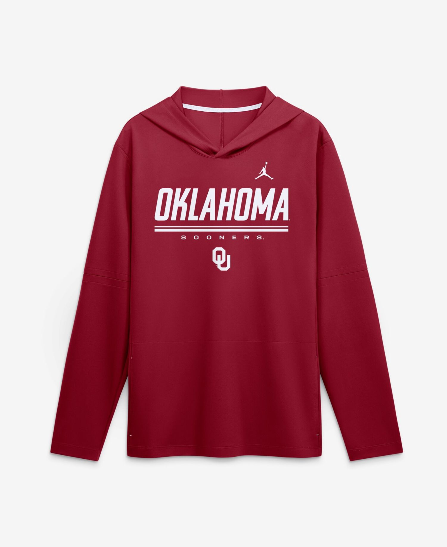 Men's Crimson Oklahoma Sooners 2026 Sideline Lightweight Long Sleeve Hooded Dri-FIT T-Shirt