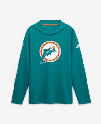 Men's Aqua Miami Dolphins Sideline Dri-FIT Long Sleeve Hooded T-Shirt