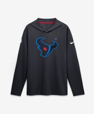 Men's Navy Houston Texans Sideline Dri-FIT Long Sleeve Hooded T-Shirt