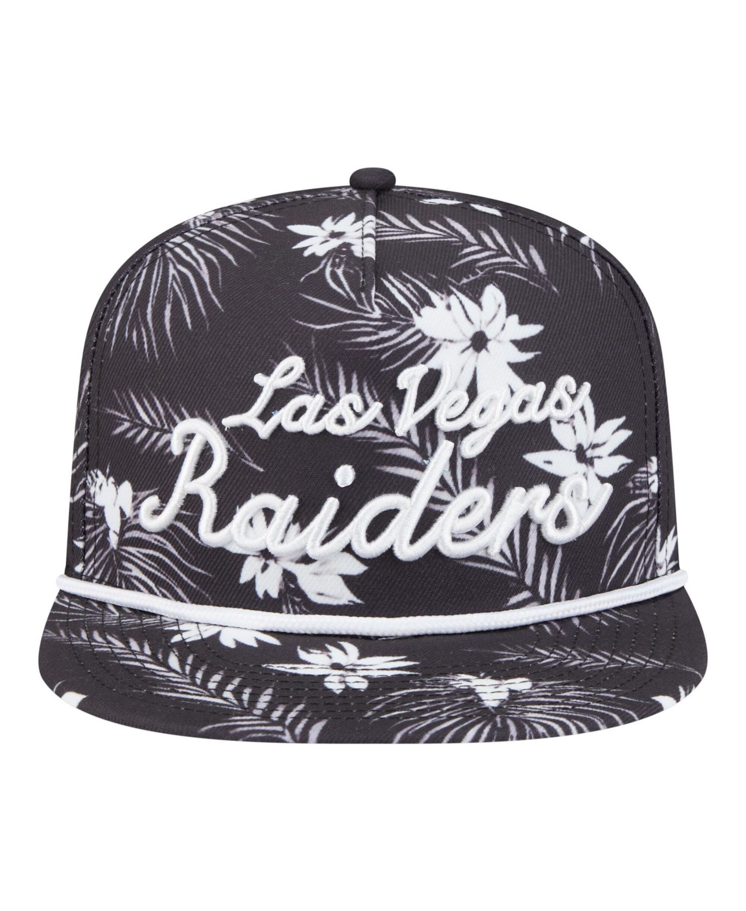 Men's Black Las Vegas Raiders Palm Print A-Frame 9FIFTY Snapback Hat