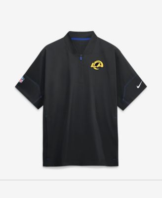 Men's Black Los Angeles Rams Sideline Short Sleeve Quarter-Zip Coaches Jacket