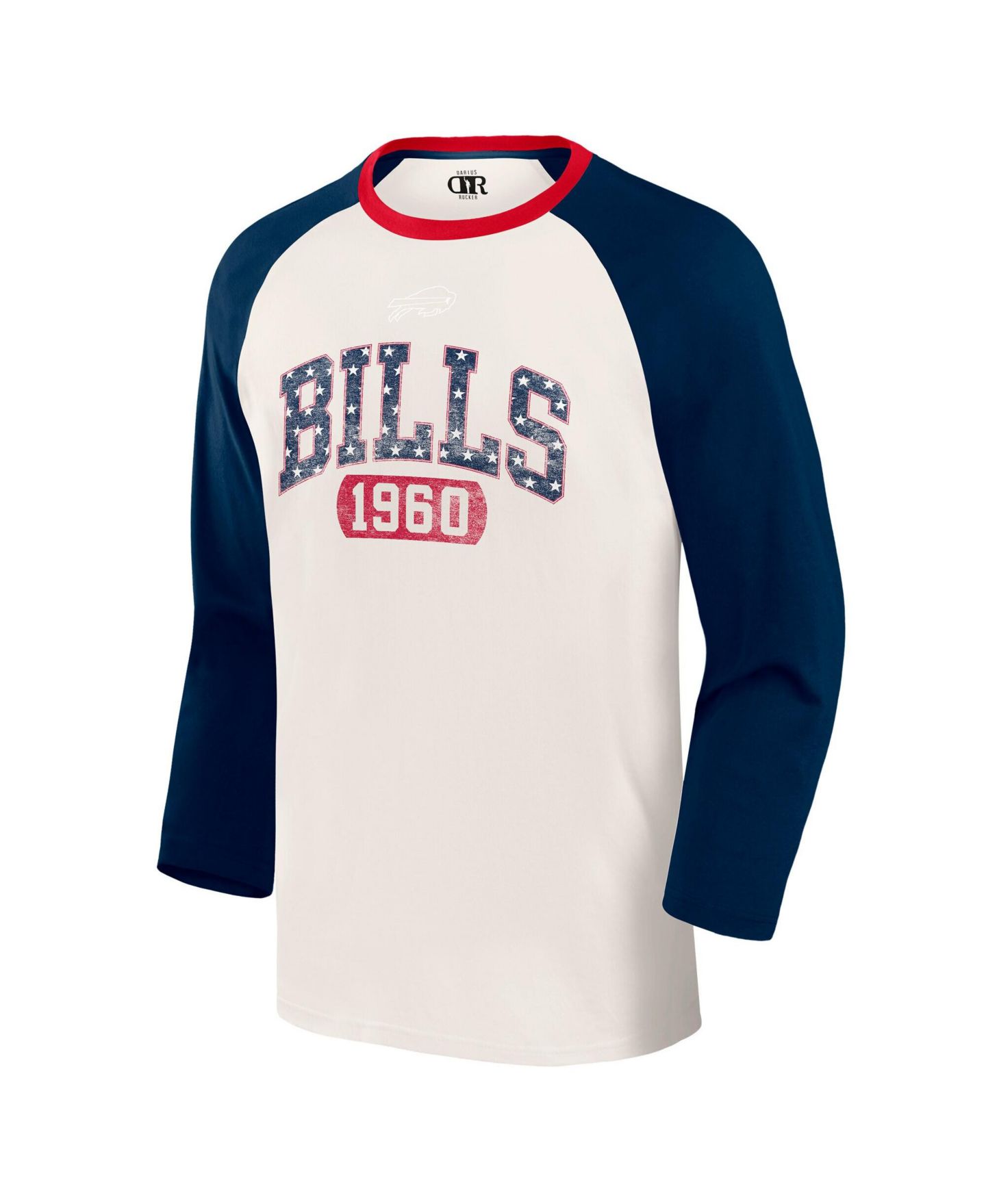 Мужская футболка Darius Rucker Collection By Fanatics Darius Rucker Collection by White/Navy Buffalo Bills Americana 3/4 Sleeve Raglan — фото 3
