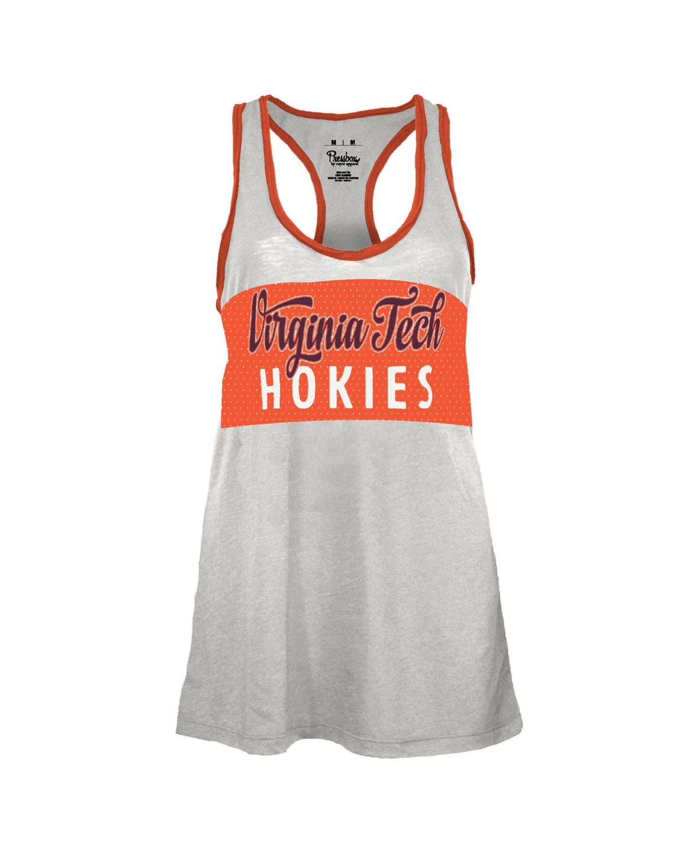 Женский топ Pressbox White/Orange Virginia Tech Hokies Tracy Racerback Burnout — фото 3