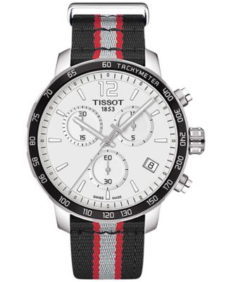 Tissot - Unisex Swiss Chronograph Toronto Raptors Quickster Black, Silver & Red Strap Watch 42mm T0954171703716