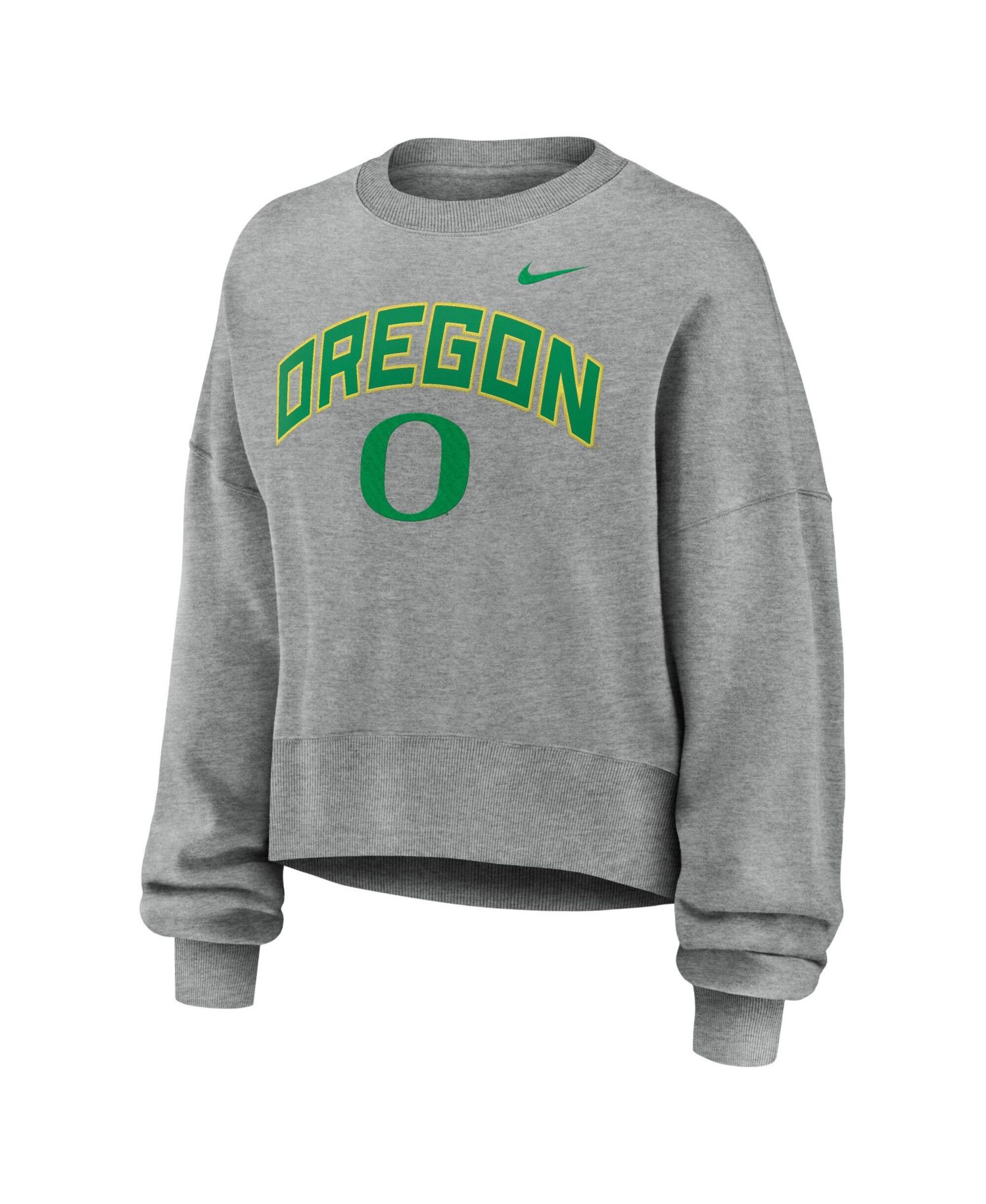 Women's Heather Gray Oregon Ducks Oversized Phoenix Arch Pullover Sweatshirt