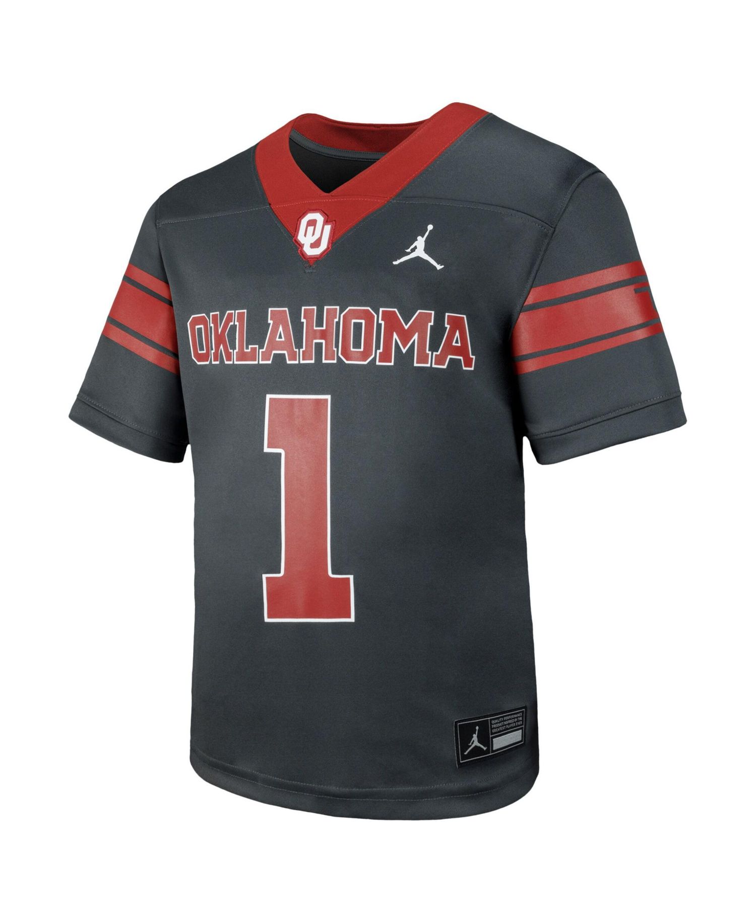Big Boys and Girls 1 Anthracite Oklahoma Sooners Alternate Football Game Jersey