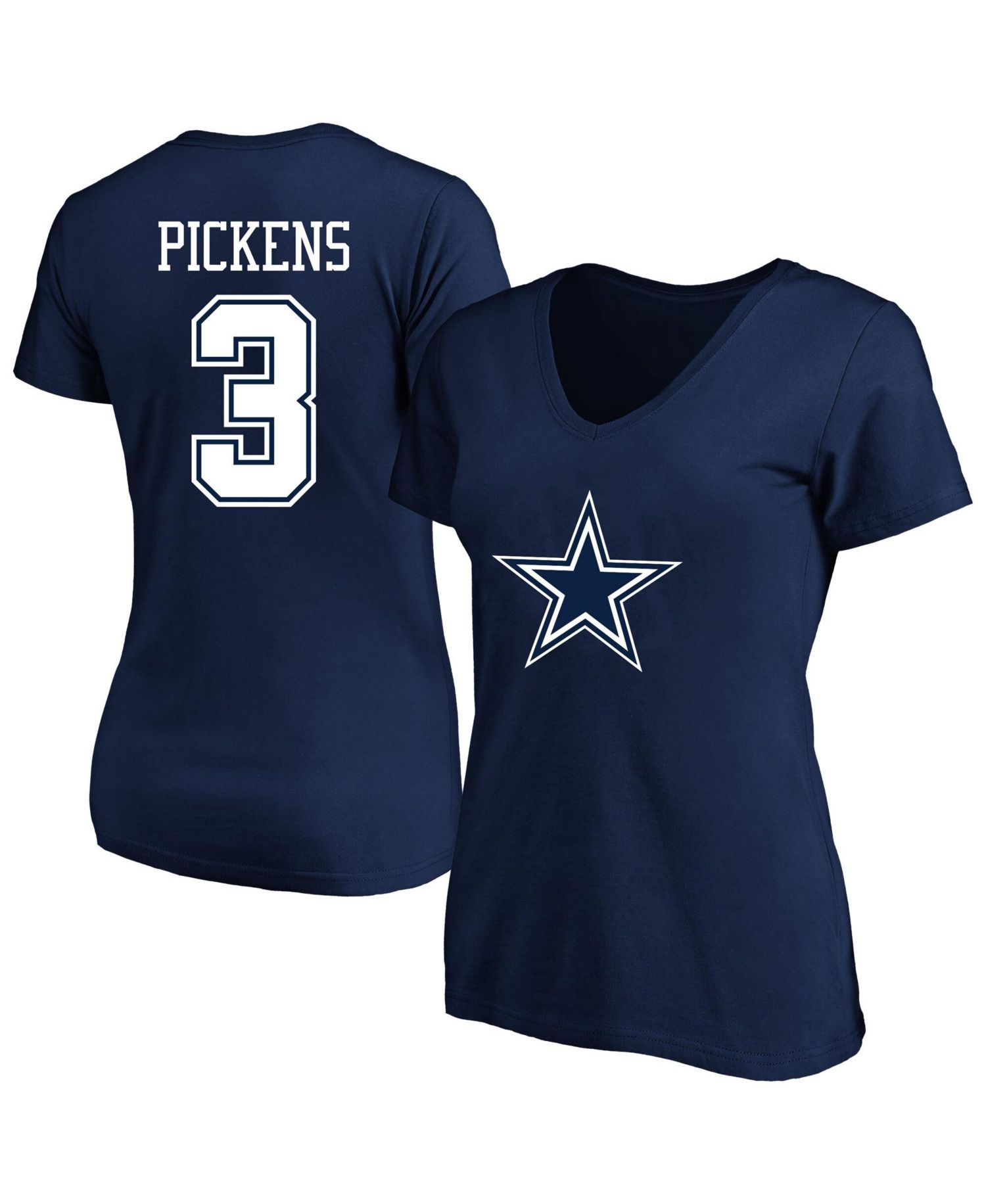 Women's George Pickens Navy Dallas Cowboys Plus Size Name & Number V-Neck T-Shirt