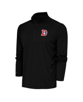 Men's Black Denver Broncos Team Logo Throwback Tribute Quarter-Zip Pullover