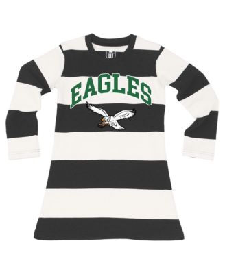 Girls Toddler Black/White Philadelphia Eagles Long Sleeve Rugby Tri-Blend Dress
