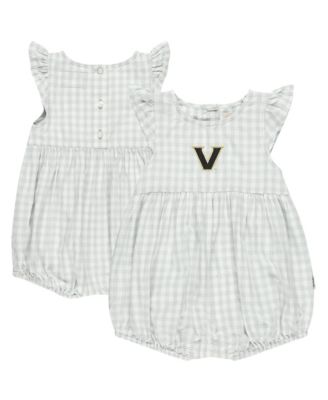 Baby Girls Gray Vanderbilt Commodores Cara Gingham Ruffled Bodysuit